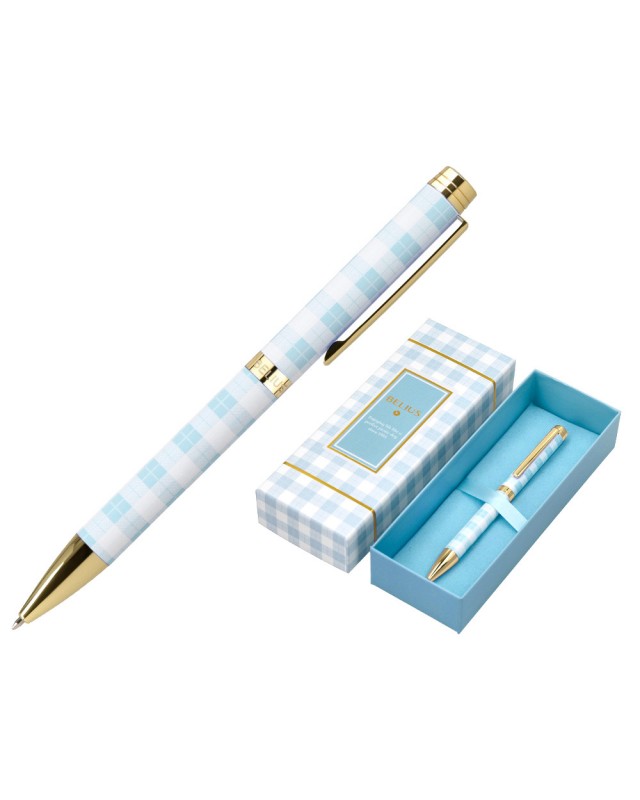 Boligrafo belius perfect picnic day aluminio color azul celeste dorado tinta azulcaja de diseño