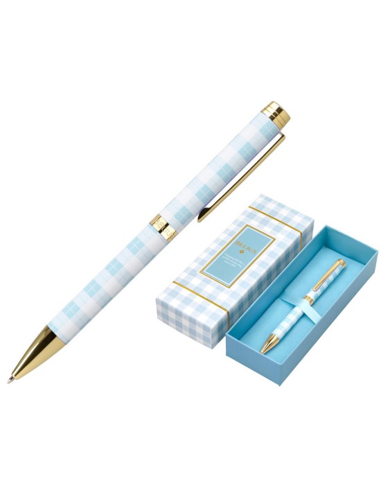 Boligrafo belius perfect picnic day aluminio color azul celeste dorado tinta azulcaja de diseño