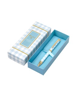 Boligrafo belius perfect picnic day aluminio color azul celeste dorado tinta azulcaja de diseño