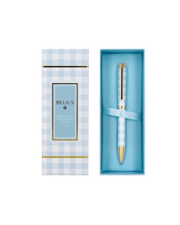 Boligrafo belius perfect picnic day aluminio color azul celeste dorado tinta azulcaja de diseño