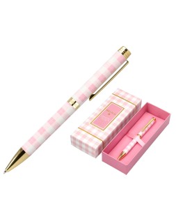 Boligrafo belius picnic aluminio color rosa dorado tinta color azul caja de diseño