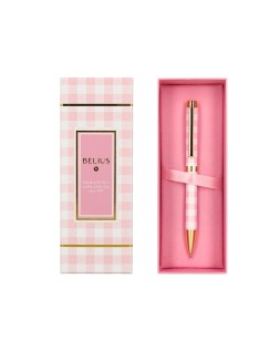 Boligrafo belius picnic aluminio color rosa dorado tinta color azul caja de diseño