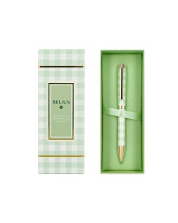 Boligrafo belius picnic aluminio color verde dorado tinta color azul caja de diseño