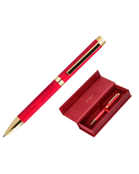 Boligrafo belius wild west aluminio color granate dorado tinta color azul caja de diseño