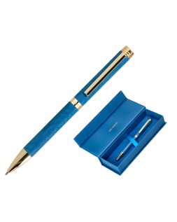 Boligrafo belius wild west aluminio color azul marino dorado tinta color azul caja de diseño