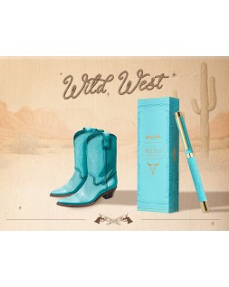 Roller belius wild west aluminio color turquesa dorado tinta color negro caja de diseño