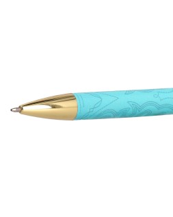 Boligrafo belius wild west aluminio color turquesa dorado tinta color azul caja de diseño