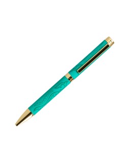 Boligrafo belius wild west aluminio color verde dorado tinta color azul caja de diseño