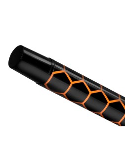 Boligrafo belius legacy aluminio diseño hexagono naranja cuerpo negro tinta color azul caja de diseño