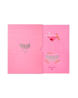 Boligrafo y wallet belius cocktails cosmopolitan aluminio rosa plateado relievetinta color azul caja diseño