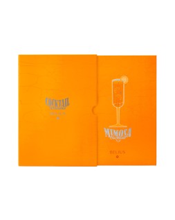 Boligrafo y wallet belius cocktails mimosa aluminio naranja plateado relieve tintacolor azul caja de diseño