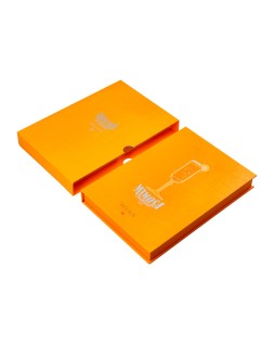 Boligrafo y wallet belius cocktails mimosa aluminio naranja plateado relieve tintacolor azul caja de diseño