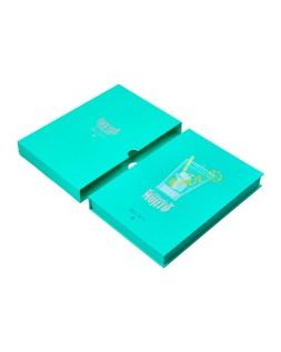 Boligrafo y wallet belius cocktails mojito aluminio verde plateado relieve tinta color azul caja de diseño