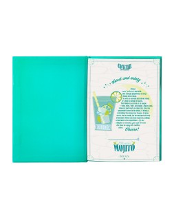 Boligrafo y wallet belius cocktails mojito aluminio verde plateado relieve tinta color azul caja de diseño