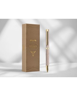 Boligrafo belius wild west aluminio color beige dorado tinta color azul caja de diseño
