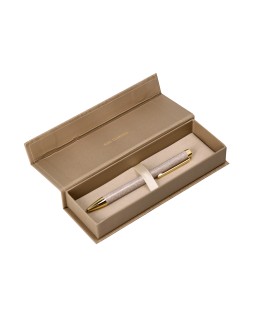 Boligrafo belius wild west aluminio color beige dorado tinta color azul caja de diseño