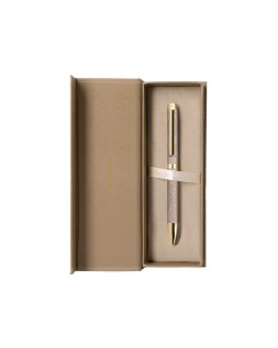 Boligrafo belius wild west aluminio color beige dorado tinta color azul caja de diseño