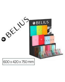 Expositor lote belius sobremesa negro 36 piezas 3 niveles mdf 600x420x750 mm