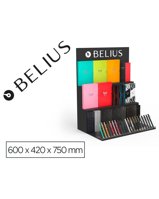 Expositor lote belius sobremesa negro 36 piezas 3 niveles mdf 600x420x750 mm