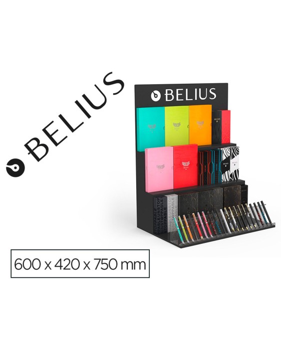 Expositor lote belius sobremesa negro 36 piezas 3 niveles mdf 600x420x750 mm