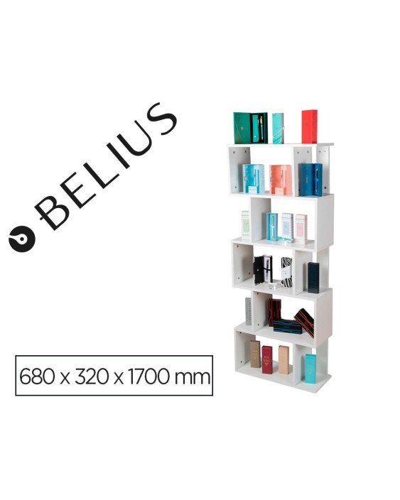 Expositor lote belius de pie blanco 50 piezas melamina 5 estantes 680x320x1700 mm