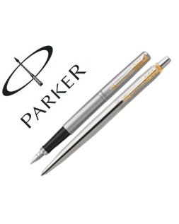Juego parker duo jotter acero gt boligrafo + pluma