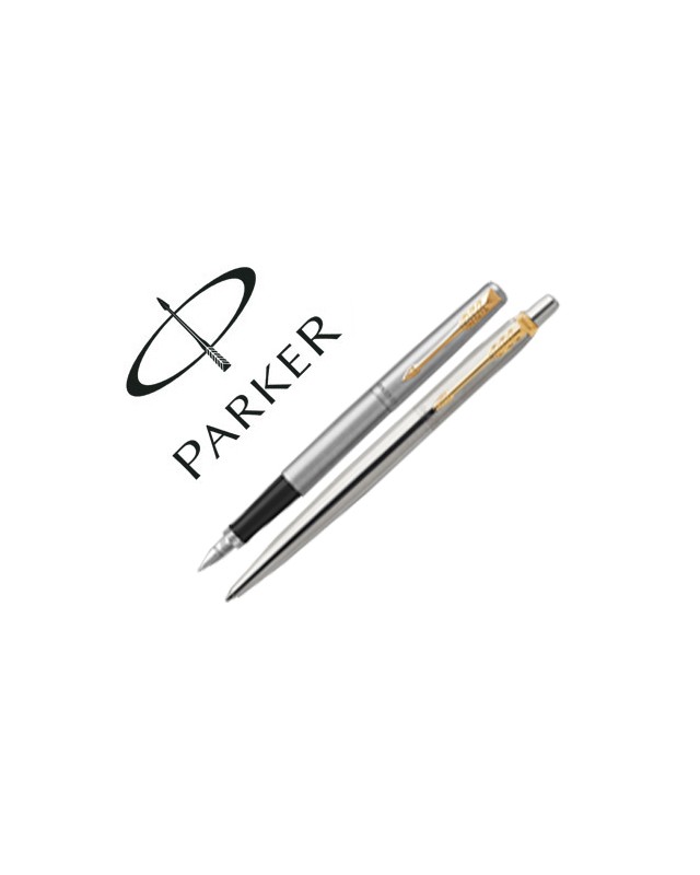 Juego parker duo jotter acero gt boligrafo + pluma