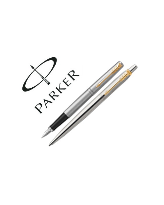 Juego parker duo jotter acero gt boligrafo + pluma