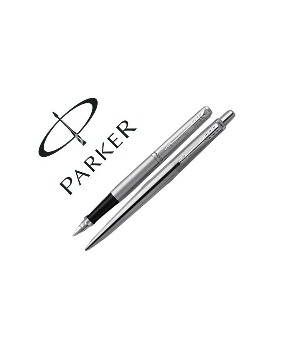 Juego parker duo jotter acero ct boligrafo + pluma