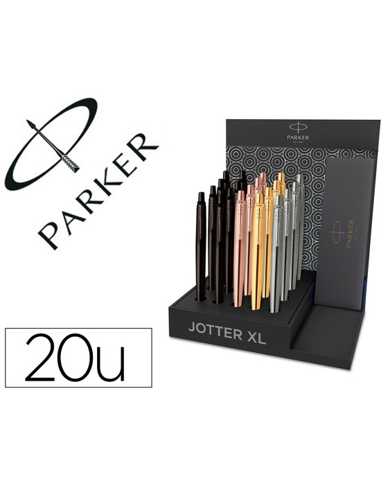 Boligrafo parker jotter xl monocromo expositor de 20 unidades surtidas