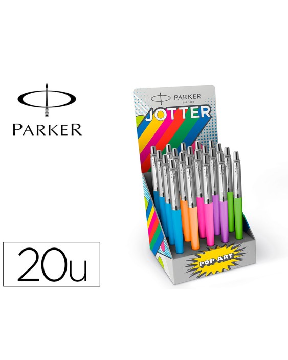 Boligrafo parker jotter originals pop art edicion especial expositor de 20 unidades colores surtidos