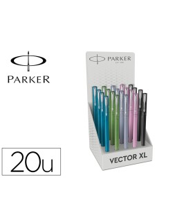 Pluma parker vector xl plumin f expositor de 20 unidades colores surtidos