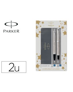 Juego parker im essential acero ct boligrafo + pluma