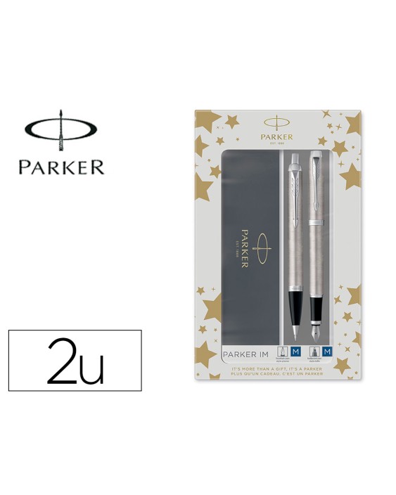 Juego parker im essential acero ct boligrafo + pluma