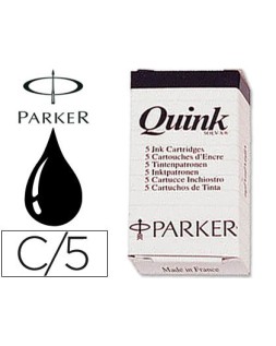 Tinta estilografica parker negra caja de 5 cartuchos