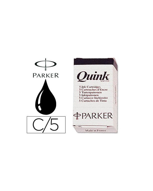 Tinta estilografica parker negra caja de 5 cartuchos