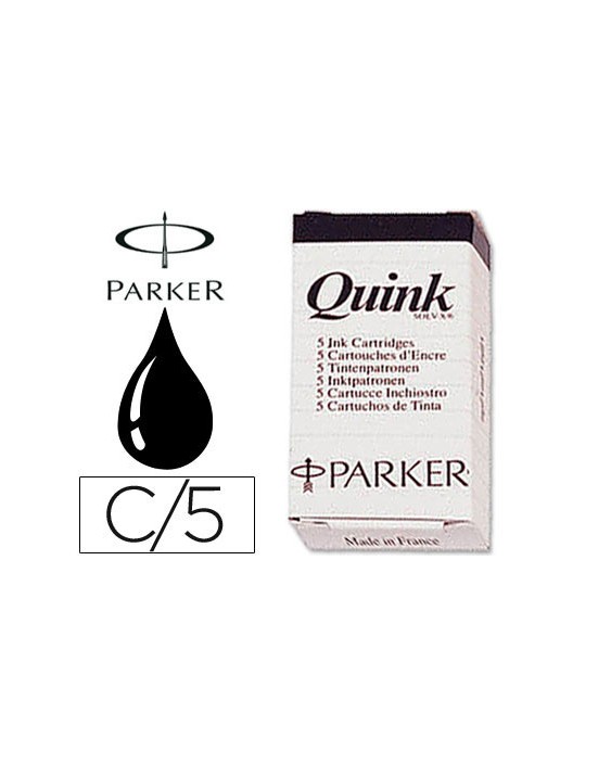 Tinta estilografica parker negra caja de 5 cartuchos