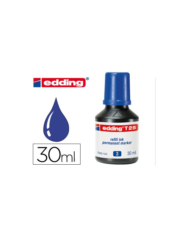 Tinta rotulador edding t-25 azul bote 30 ml