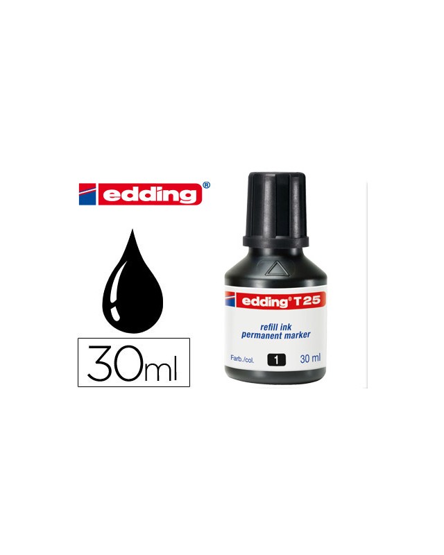 Tinta rotulador edding t-25 negro bote 30 ml