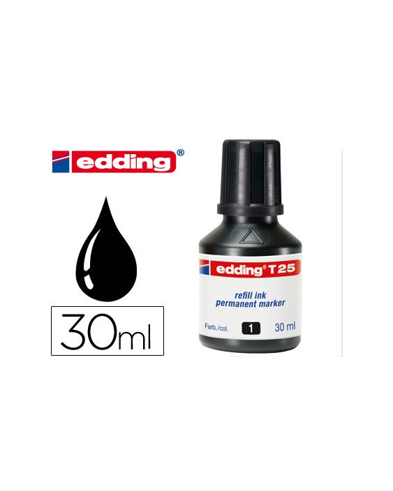 Tinta rotulador edding t-25 negro bote 30 ml