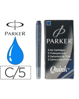 Tinta estilografica parker azul permanente caja de 5 cartuchos