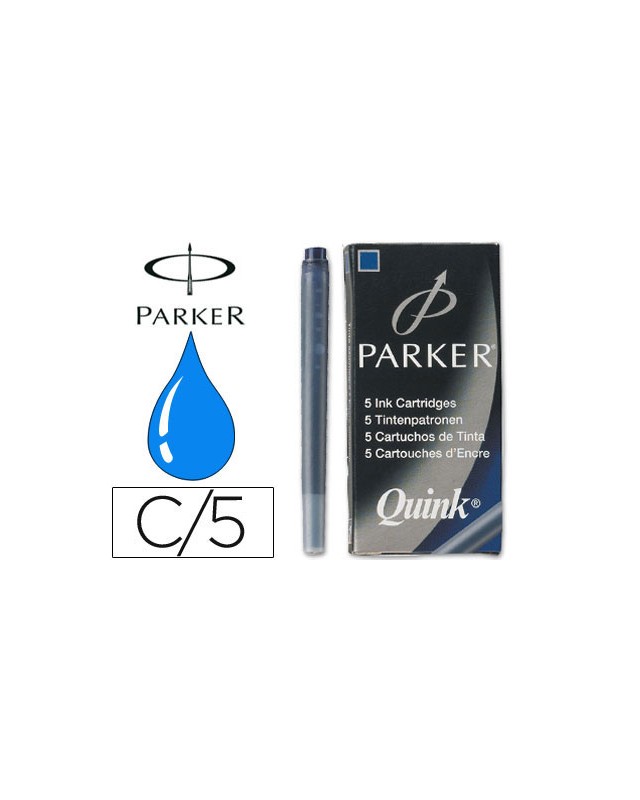 Tinta estilografica parker azul permanente caja de 5 cartuchos