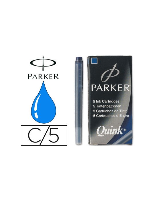 Tinta estilografica parker azul permanente caja de 5 cartuchos
