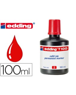 Tinta rotulador edding t-100 rojo bote 100 ml