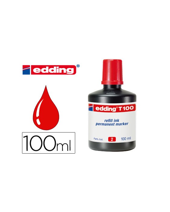 Tinta rotulador edding t-100 rojo bote 100 ml