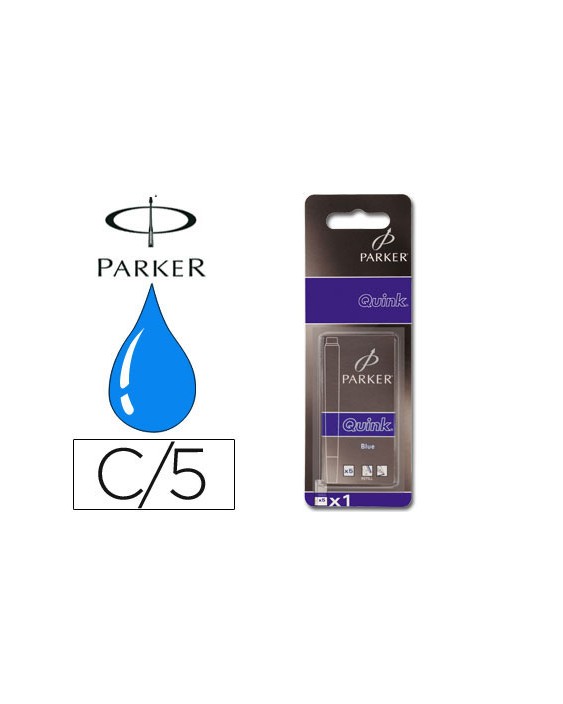 Tinta estilografica parker azul real caja de 5 cartuchos