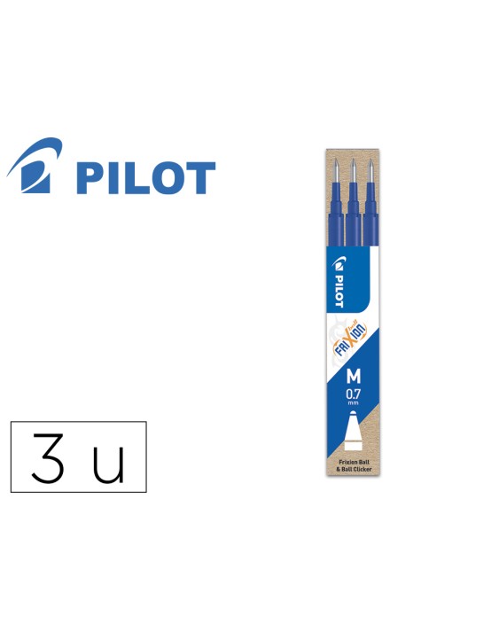 Recambio boligrafo pilot frixion ball azul caja de 3 unidades