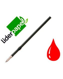 Recambio boligrafo liderpapel gummy touch retractil 1,0 mm tinta roja bolsa de 10 unidades