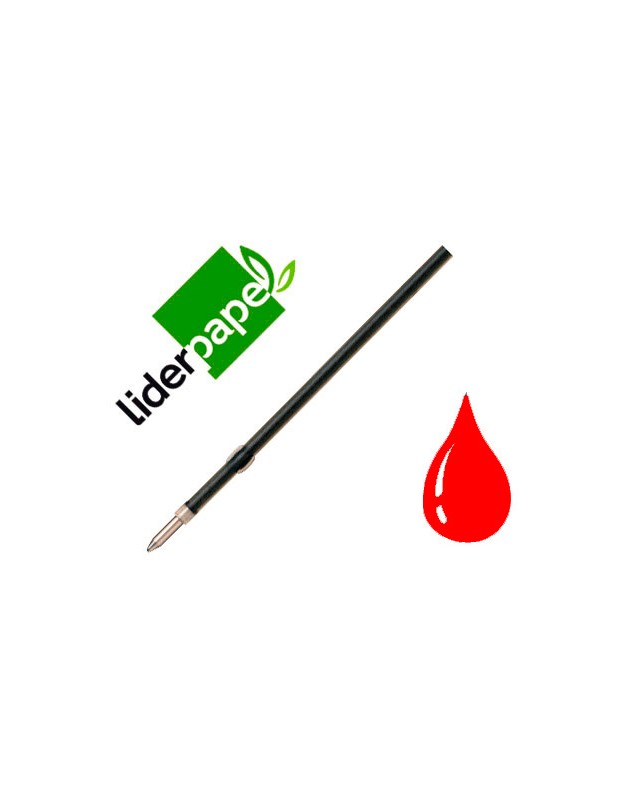 Recambio boligrafo liderpapel gummy touch retractil 1,0 mm tinta roja bolsa de 10 unidades