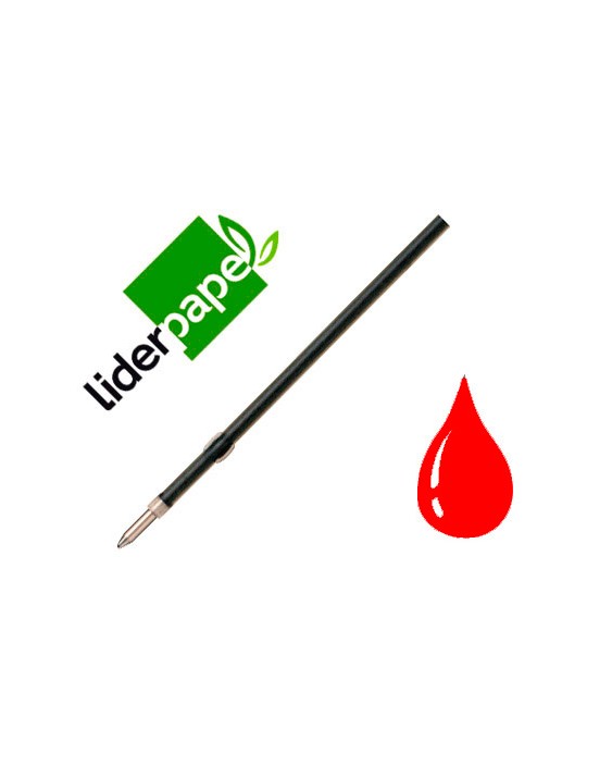 Recambio boligrafo liderpapel gummy touch retractil 1,0 mm tinta roja bolsa de 10 unidades